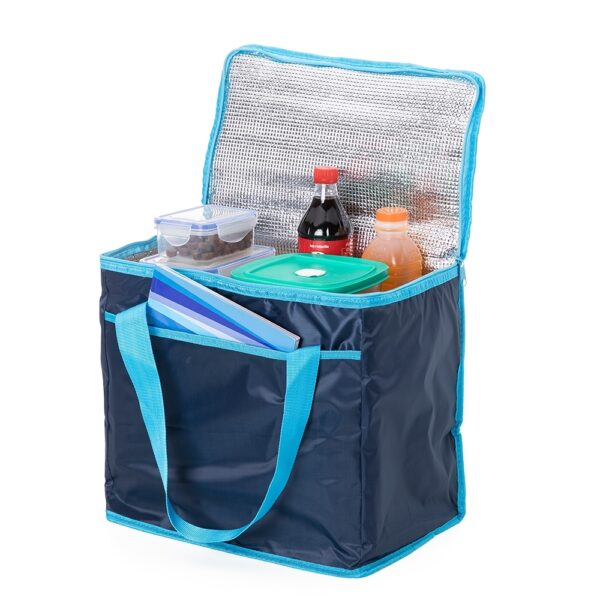 Alça reforçada bolsa térmica brinde corporativo azul