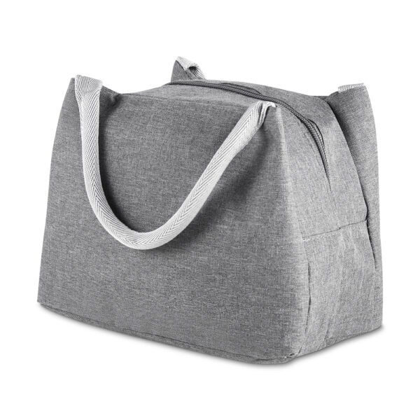 Brinde bolsa térmica cinza personalizada com logomarca