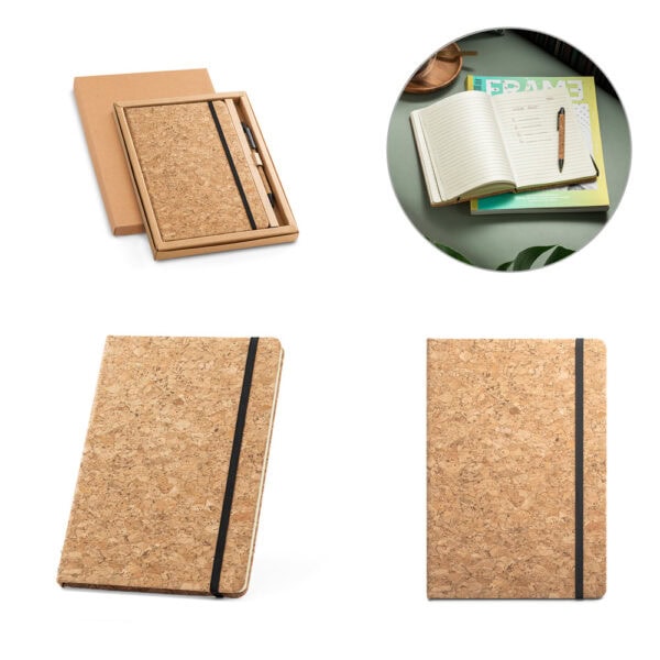 Caderno Ecológico Personalizado Cortiça 21x14cm Kit