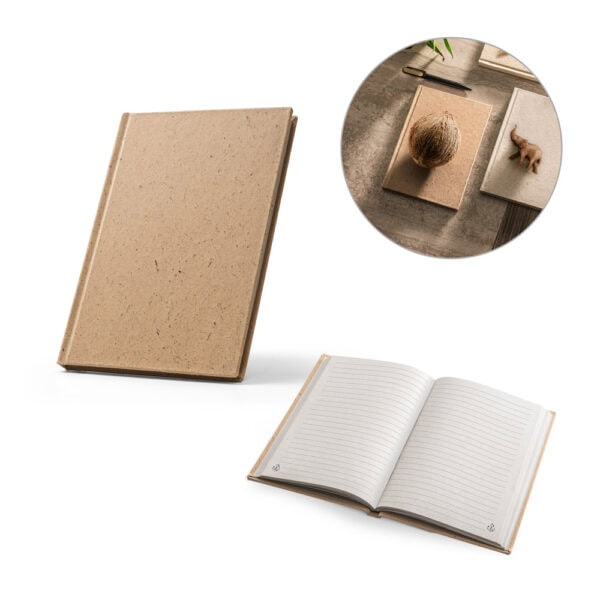 Caderno Ecológico Personalizado Casca de Coco e Algodão Reciclado 20,5x14,5cm Ki