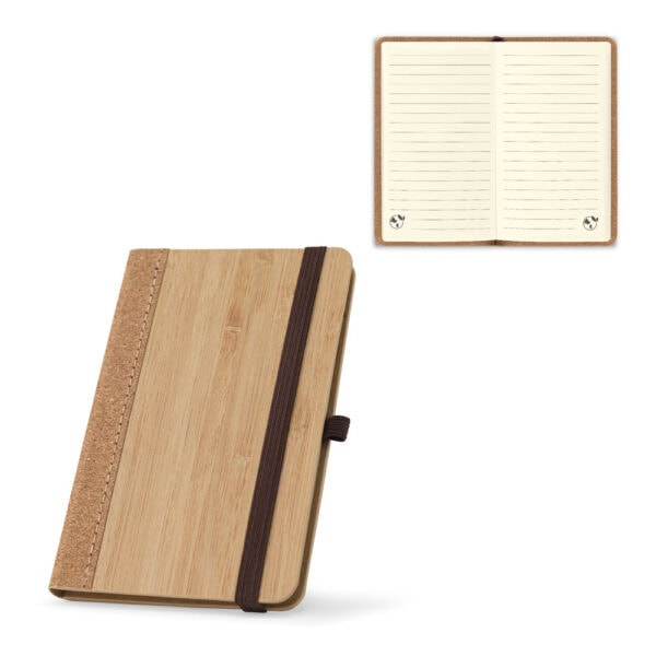 Caderno Ecológico Personalizado Bambu Reciclado 14,2x9cm Kit