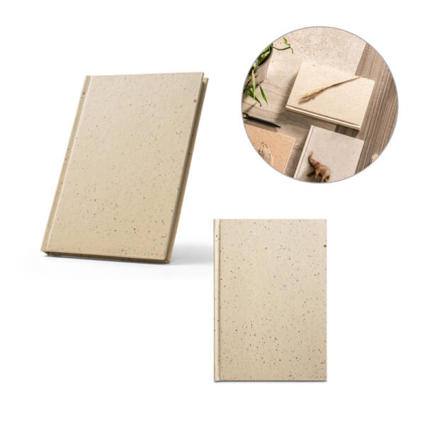 Caderno Ecológico Personalizado Cevada e Algodão Reciclado Capa Dura 20,5x14,5cm