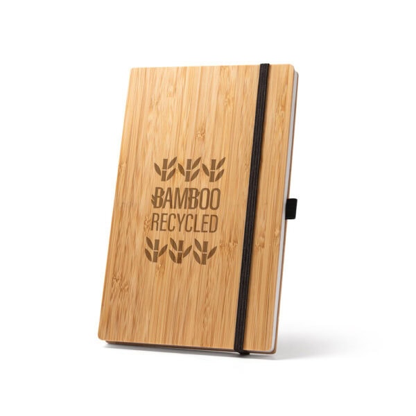 Caderno Ecológico Personalizado Bambu Reciclado Porta Caneta 21x14cm Gravação