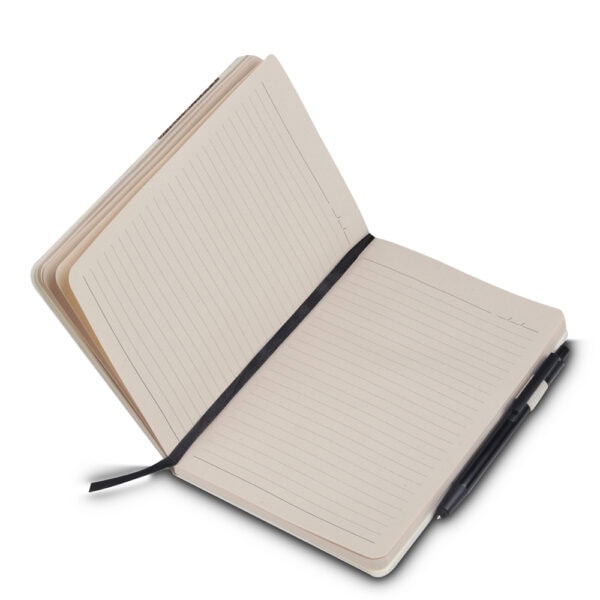 Caderno Ecológico Personalizado Fibra de Cana e Café Porta Caneta A5 21x14cm Fot