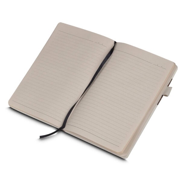 Caderno Ecológico Personalizado Fibra de Cana e Café Porta Caneta A5 21x14cm Fot