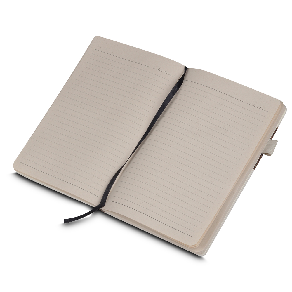 - Huble Brindes Corporativos Caderno Ecológico Personalizado Fibra de Cana e Café Porta Caneta A5 21x14cm - Imagem 6
