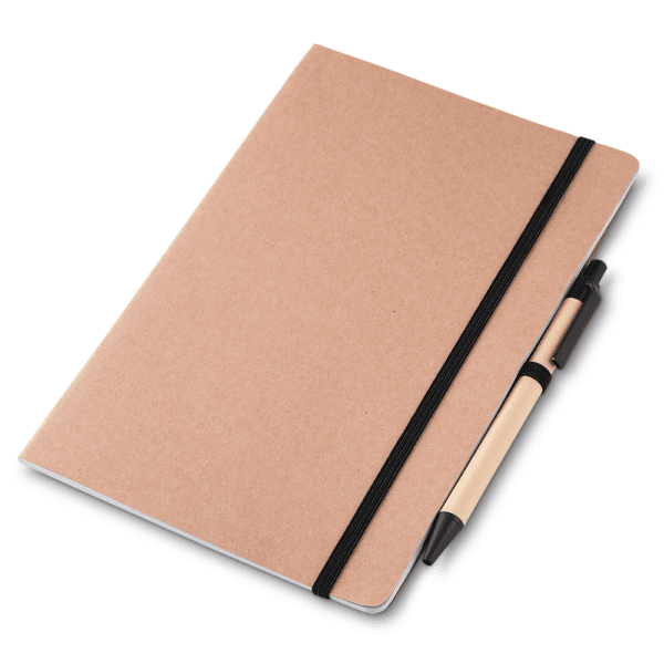 Caderno Ecológico Personalizado Kraft com Caneta A5 21,5x14,5cm Kraft Foto