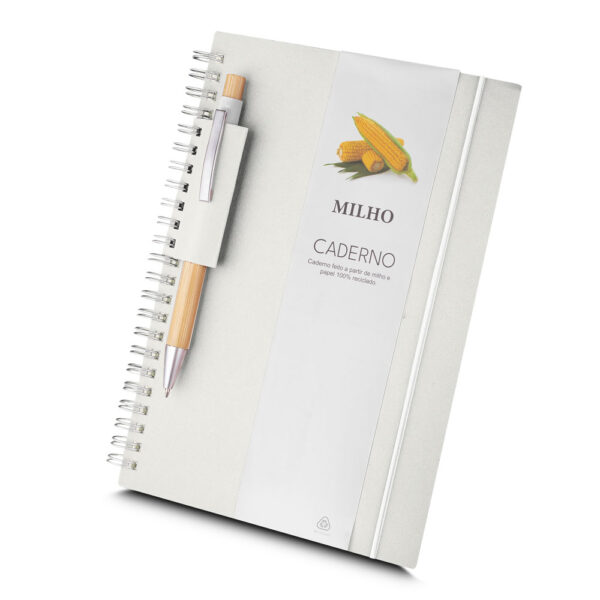Caderno Ecológico Personalizado Papel Reciclado Porta Caneta A5 21x15cm Foto