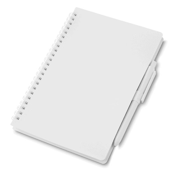Caderno Personalizado PP Wire-o com Caneta A5 21x14cm Branco