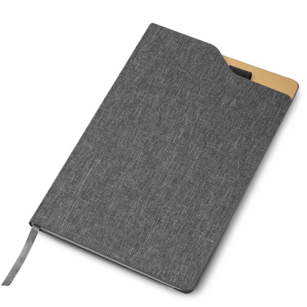 Caderno Ecológico Personalizado rPET Porta Caneta Capa Dura A5 21,3x14,5cm Cinza
