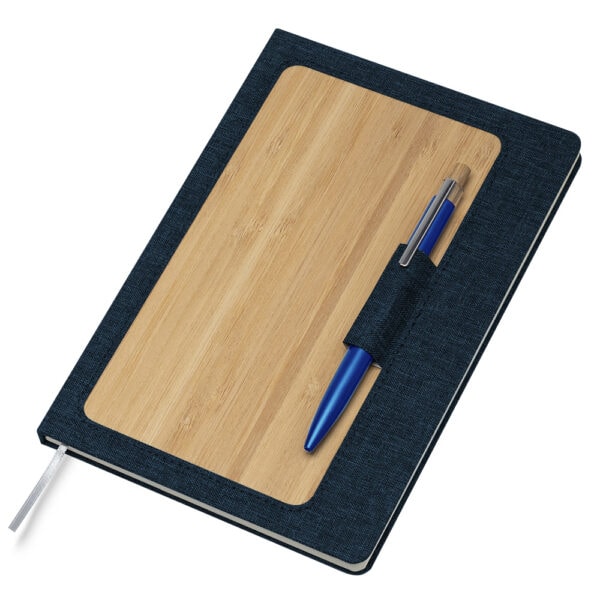 Caderno Ecológico Personalizado rPET e Bambu Porta Caneta Capa Dura A5 21,3x14,5
