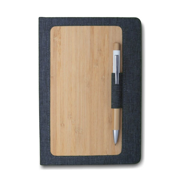 Caderno Ecológico Personalizado rPET e Bambu Porta Caneta Capa Dura A5 21,3x14,5