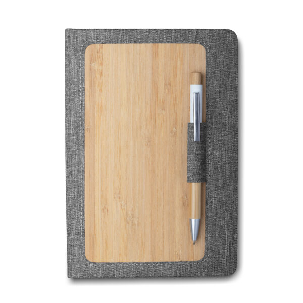 Caderno Ecológico Personalizado rPET e Bambu Porta Caneta Capa Dura A5 21,3x14,5