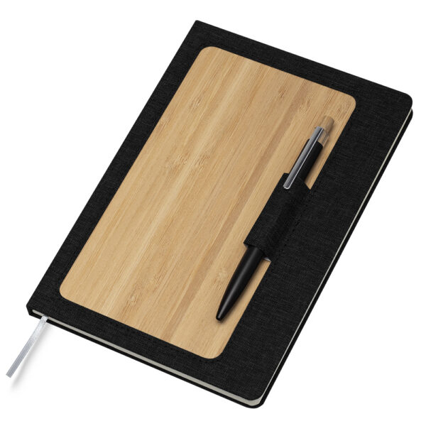 Caderno Ecológico Personalizado rPET e Bambu Porta Caneta Capa Dura A5 21,3x14,5