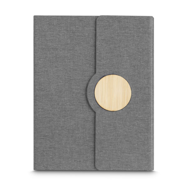 Caderno Ecológico Personalizado rPET e Bambu Porta Caneta A5 21x16cm Cinza Detal