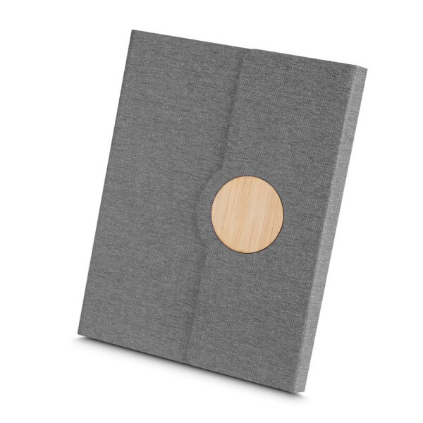 Caderno Ecológico Personalizado rPET e Bambu Porta Caneta A5 21x16cm Detalhe