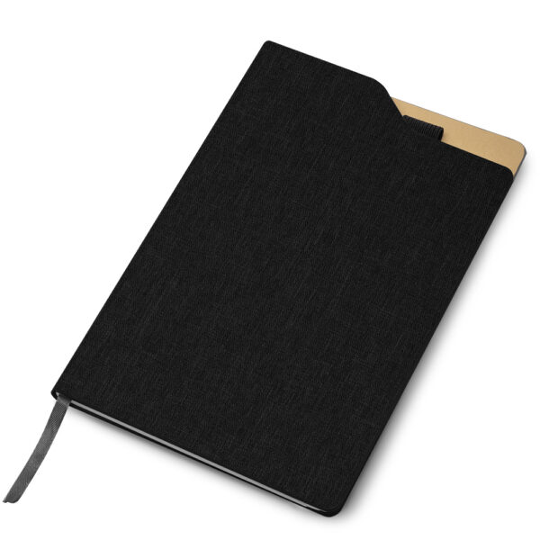 Caderno Ecológico Personalizado rPET Porta Caneta Capa Dura A5 21,3x14,5cm Preto