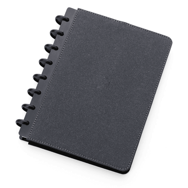 Caderno Personalizado PU Capa Dura Porta Caneta B5 22,3x18cm Cinza
