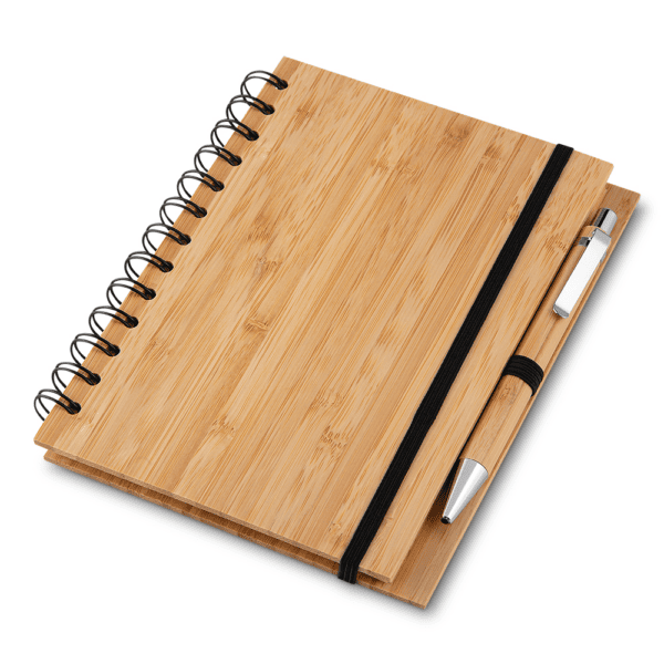 Caderno Ecológico Personalizado Bambu com Caneta B6 18x13,5cm