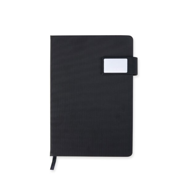 Caderno Personalizado Couro Sintético Capa Dura 21x15cm Preto
