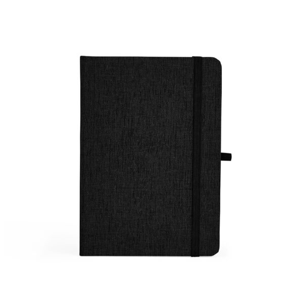 Caderno Personalizado Linho Porta Caneta 17,5x12,4cm Preto