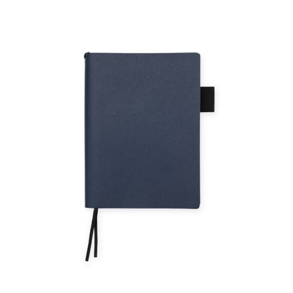 Caderno Personalizado Couro Sintético Capa Flexível Porta Caneta 14,7x10,9cm Azu