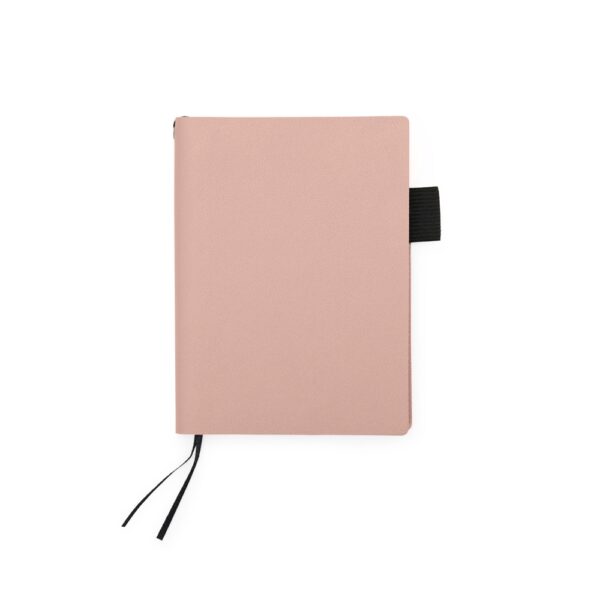 Caderno Personalizado Couro Sintético Capa Flexível Porta Caneta 14,7x10,9cm Ros