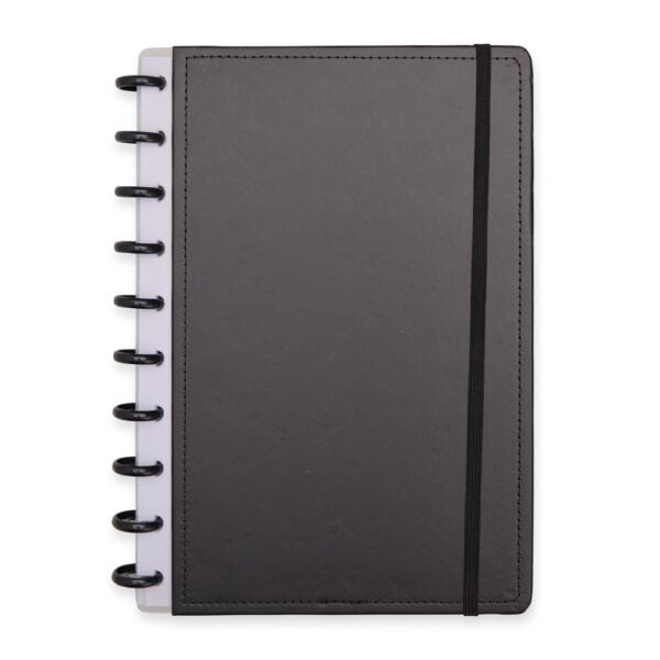 Caderno Personalizado Disco Plástico Capa Dura 26x26cm Preto