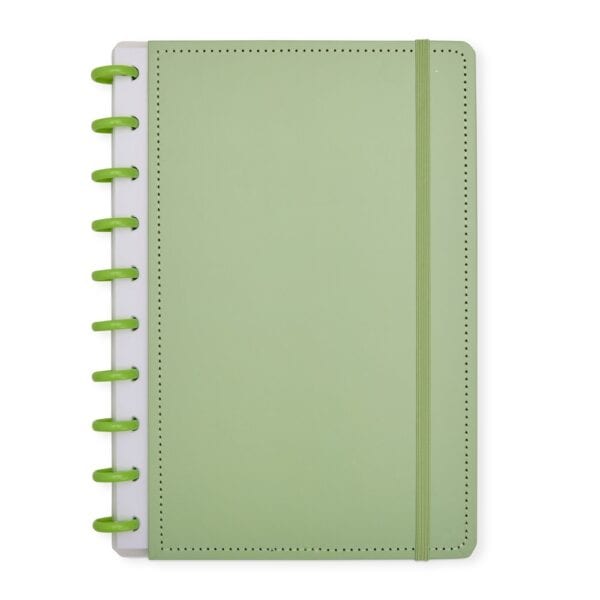 Caderno Personalizado Disco Plástico Capa Dura 26x26cm Verde