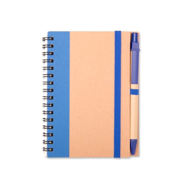 Caderno Ecológico Personalizado Kraft com Caneta 14,4x11cm Azul