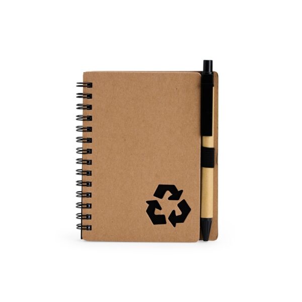 Caderno Ecológico Personalizado com Caneta Capa Dura 14x10,5cm Bege