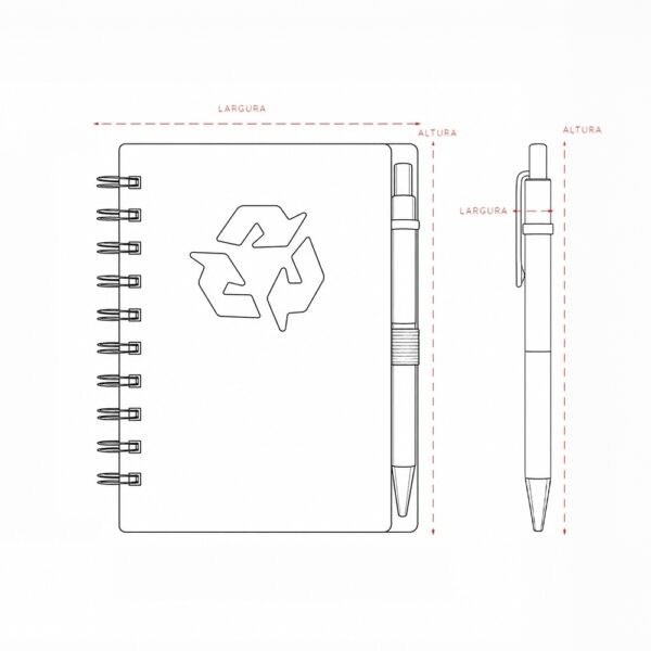 Caderno Ecológico Personalizado Kraft com Caneta 16x12,7cm Detalhe
