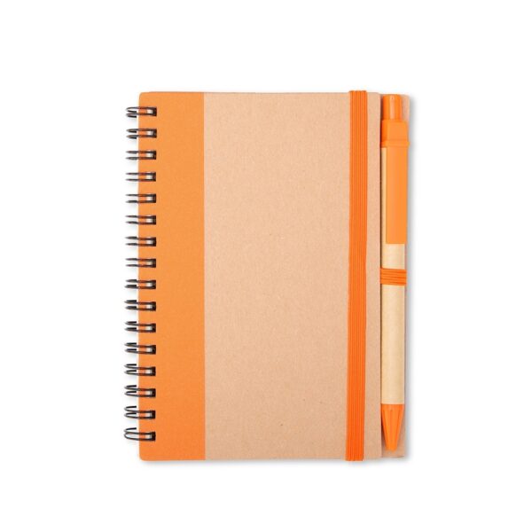 Caderno Ecológico Personalizado Kraft com Caneta 14,4x11cm Laranja