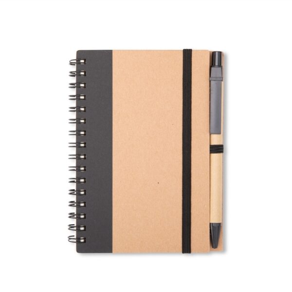 Caderno Ecológico Personalizado Kraft com Caneta 14,4x11cm Preto