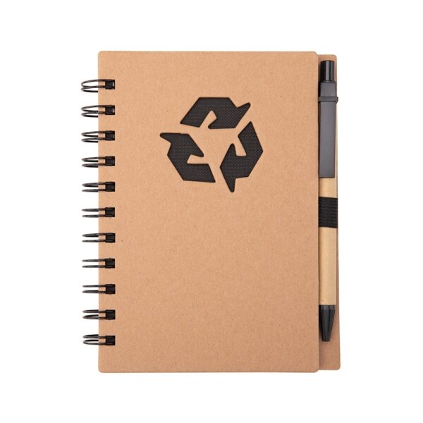 Caderno Ecológico Personalizado Kraft com Caneta 16x12,7cm Preto