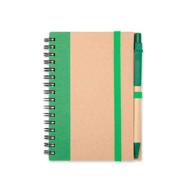 Caderno Ecológico Personalizado Kraft com Caneta 14,4x11cm Verde
