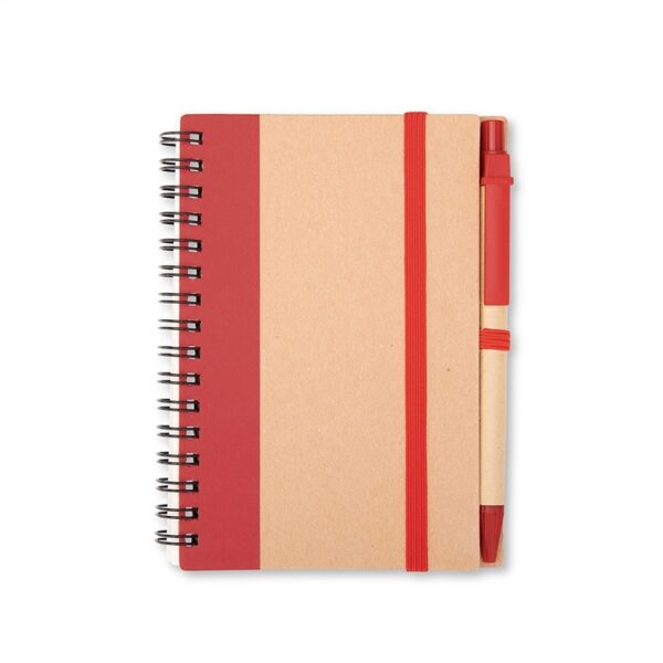 Caderno Ecológico Personalizado Kraft com Caneta 14,4x11cm Vermelho