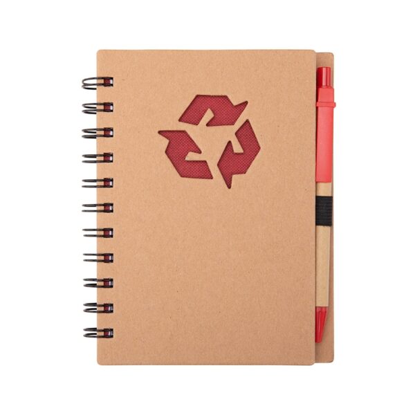 Caderno Ecológico Personalizado Kraft com Caneta 16x12,7cm Vermelho