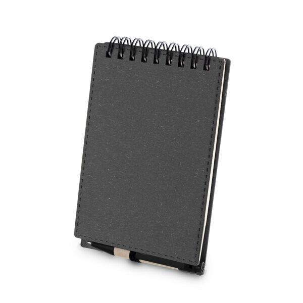 Bloco de Notas Personalizado Papelão Espiral com Caneta A6 Preto