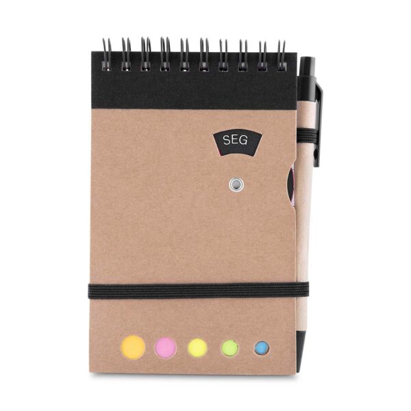 Bloco de Notas Personalizado Kraft Mini com Caneta 14,5×9cm Preto