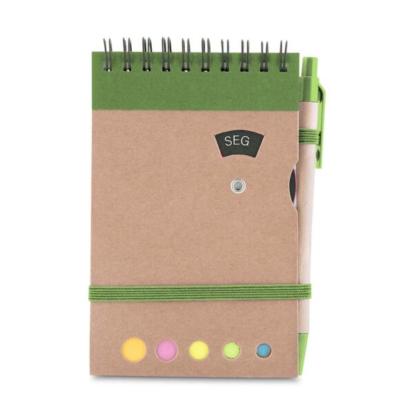 Bloco de Notas Personalizado Kraft Mini com Caneta 14,5×9cm Verde