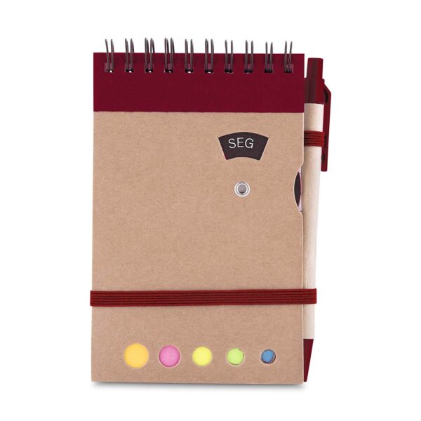 Bloco de Notas Personalizado Kraft Mini com Caneta 14,5×9cm Vermelho