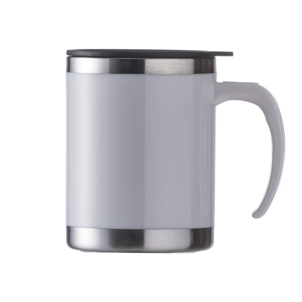 Caneca acrílica branca com tampa gravação UV digital