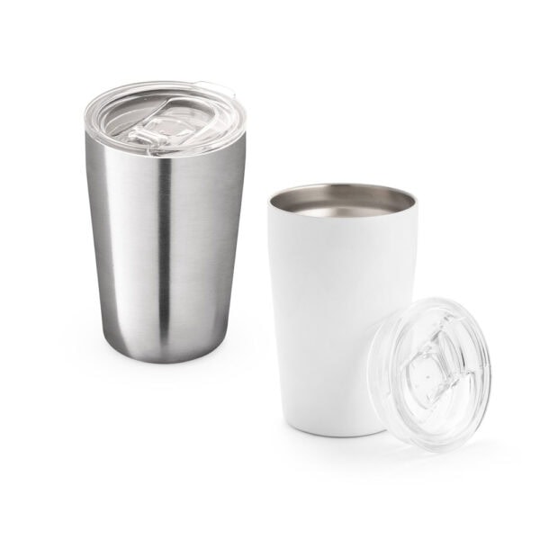 Copo inox cromado satinado com logo corporativo