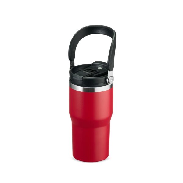 Copo térmico vermelho brinde personalizado laser
