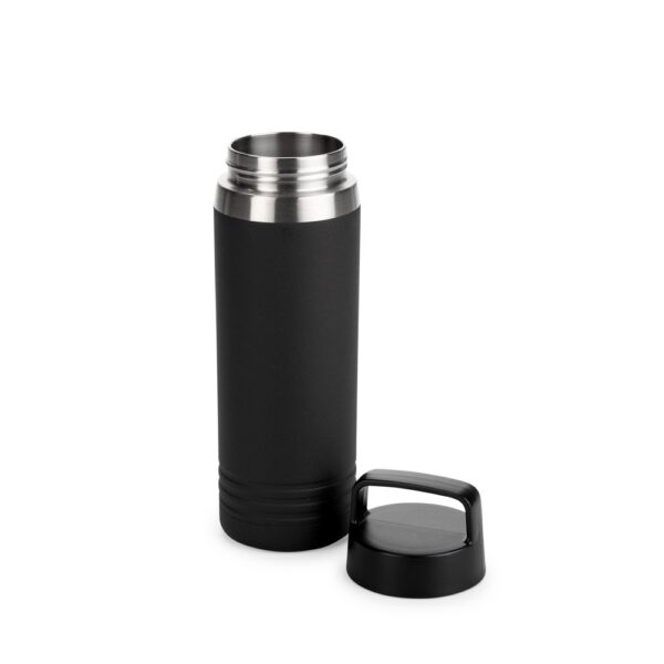 Garrafa inox cinza personalizada com logo empresarial