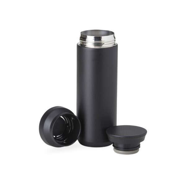 Garrafa inox preta personalizada brinde corporativo