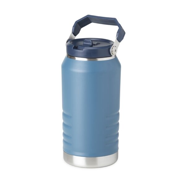 Garrafa térmica azul 1,1L com logomarca gravada