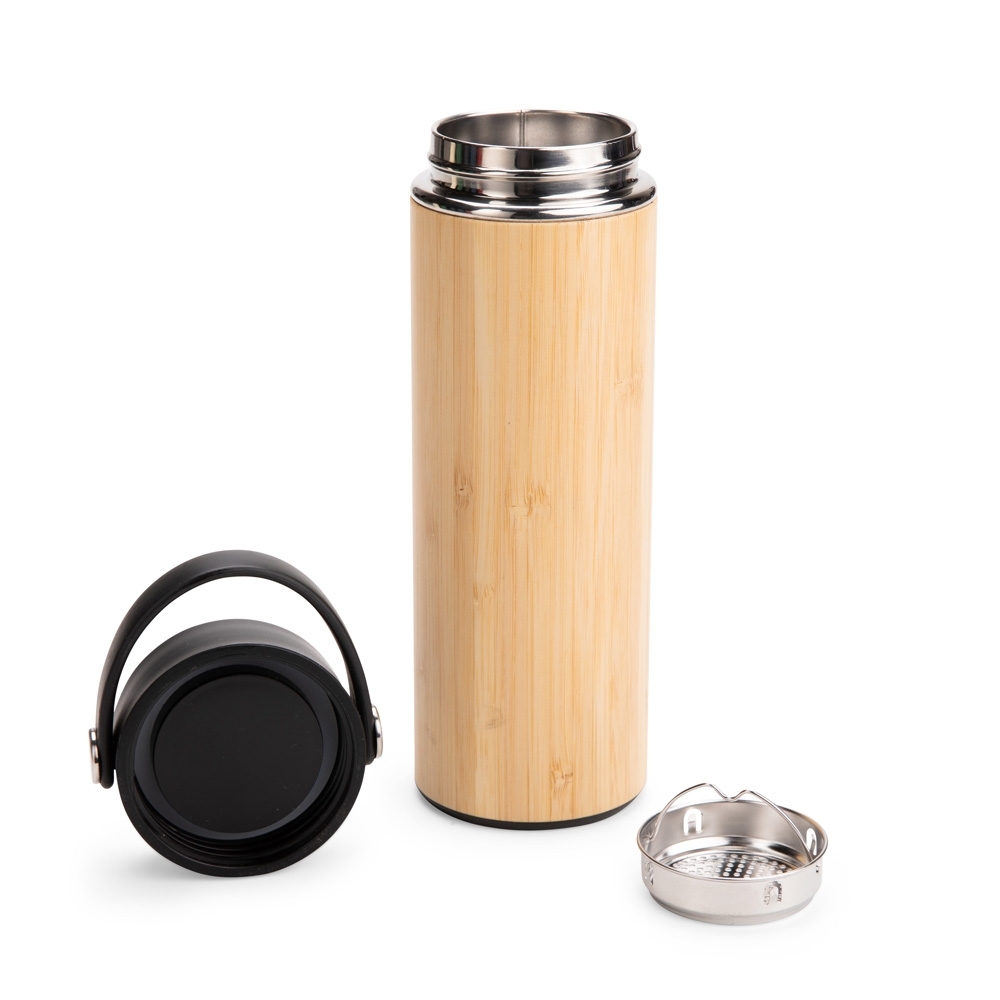 - Huble Brindes Corporativos Garrafa Térmica Personalizada Bambu 400ml - Imagem 2