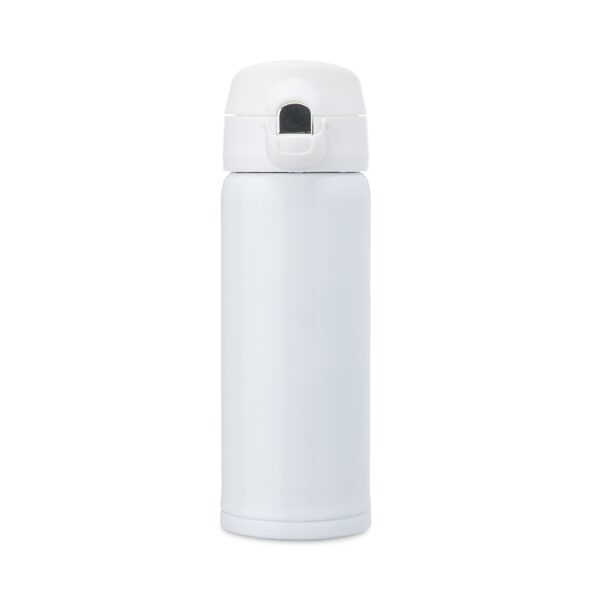 Garrafa térmica com logo em inox 400ml cor branca para empresas